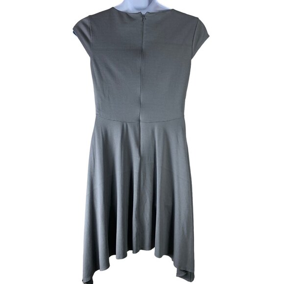 Ann Taylor Sz 10 Dress Fit Flare Shore Sleeved Gray Handkerchief Hem Knee Length - Picture 2 of 5